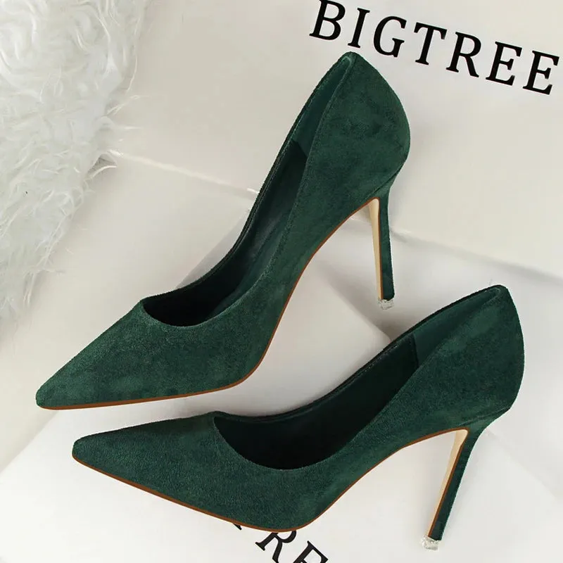 BIGTREE Shoes Woman Pumps Suede Women Shoes Pumps Stiletto High Heels Fashion Office Shoes Female Heeled Shoes Plus Size 42 43