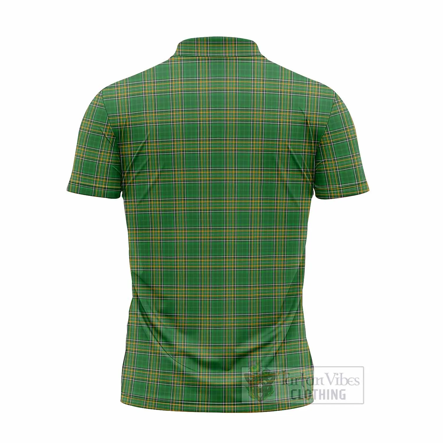 Bindon Irish Clan Tartan Zipper Polo Shirt with Coat of Arms