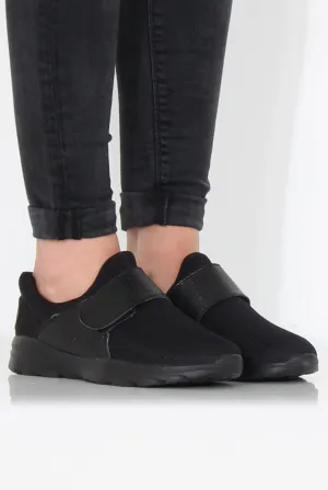 Black Textured Velcro Trainers - Genna