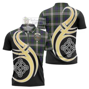 Blair Dress Tartan Zipper Polo Shirt with Family Crest and Celtic Symbol Style