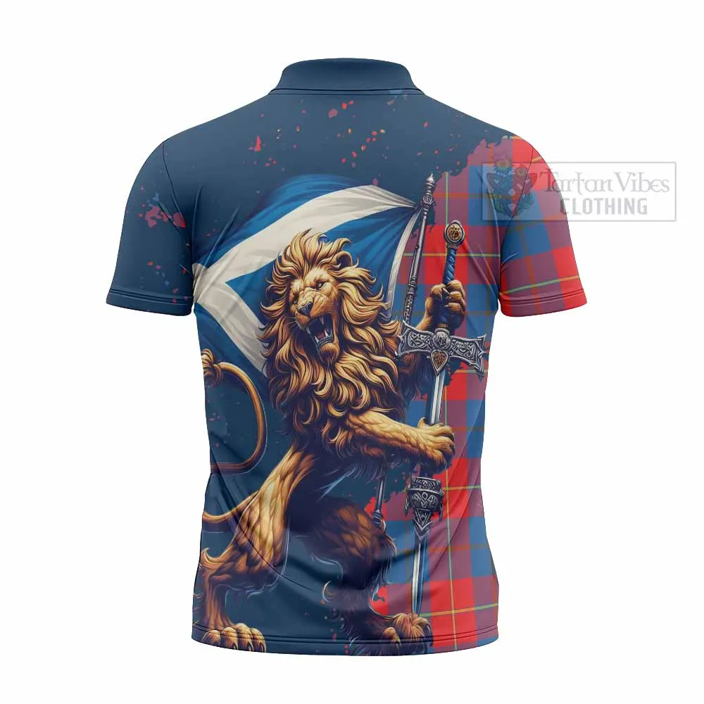 Blane Tartan Family Crest Zipper Polo Shirt with Scottish Majestic Lion