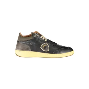 Blauer Sleek Black Lace-Up Sneakers with Contrast Details