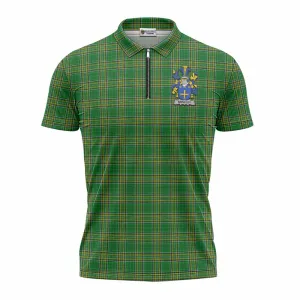 Brinkley Irish Clan Tartan Zipper Polo Shirt with Coat of Arms