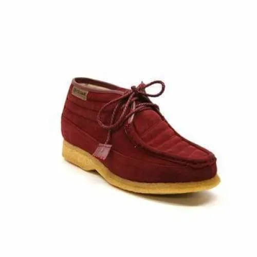 British Walkers Castle Men's Burgundy Suede Three Quarter Lace Up Shoes