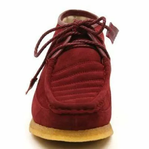 British Walkers Castle Men's Burgundy Suede Three Quarter Lace Up Shoes