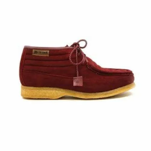 British Walkers Castle Men's Burgundy Suede Three Quarter Lace Up Shoes