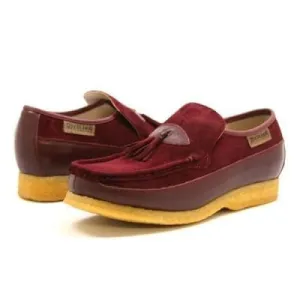 British Walkers King Men's Old School Burgundy Suede Slip On Shoes