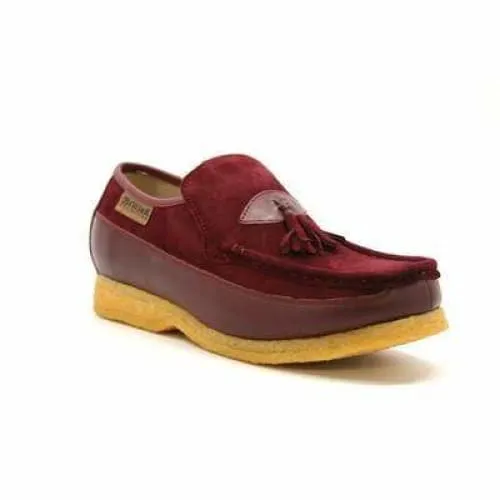 British Walkers King Men's Old School Burgundy Suede Slip On Shoes