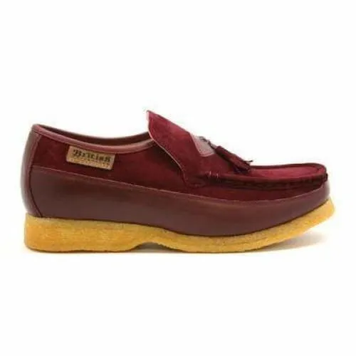 British Walkers King Men's Old School Burgundy Suede Slip On Shoes