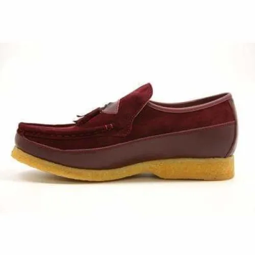 British Walkers King Men's Old School Burgundy Suede Slip On Shoes