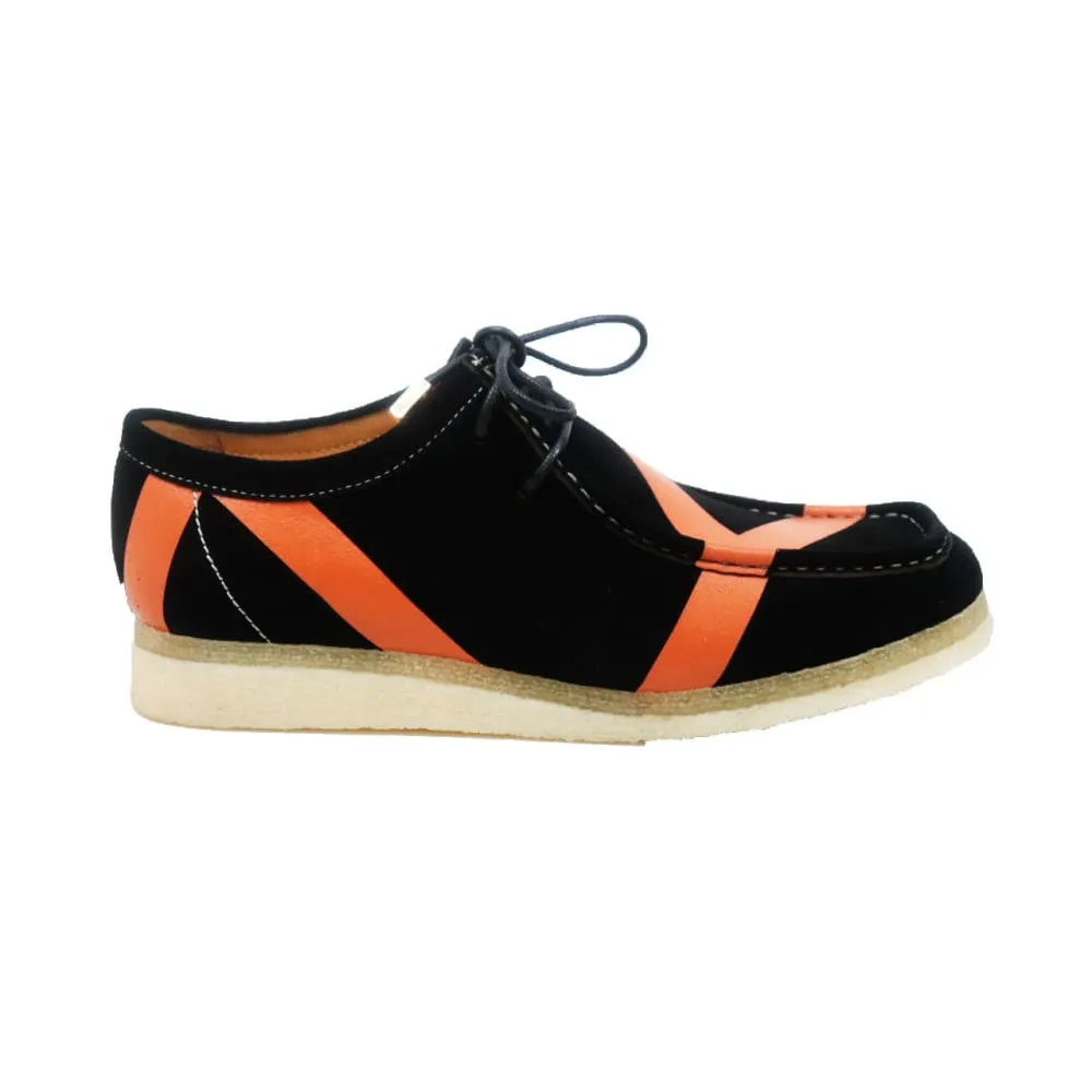 British Walkers Men's Wallabee Low Top Men's Black and Orange Striped Suede