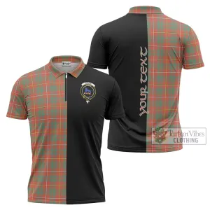 Bruce Ancient Tartan Zipper Polo Shirt with Family Crest and Half Of Me Style