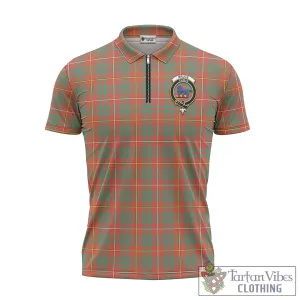 Bruce Ancient Tartan Zipper Polo Shirt with Family Crest