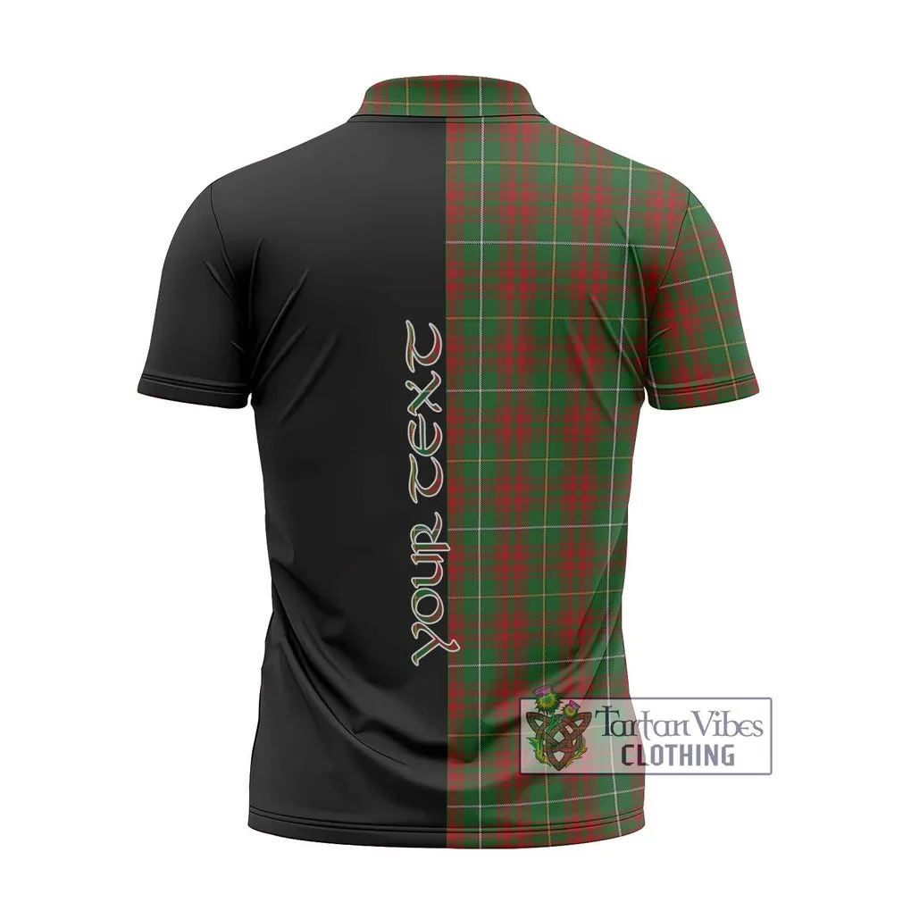 Bruce Hunting Tartan Zipper Polo Shirt with Family Crest and Half Of Me Style