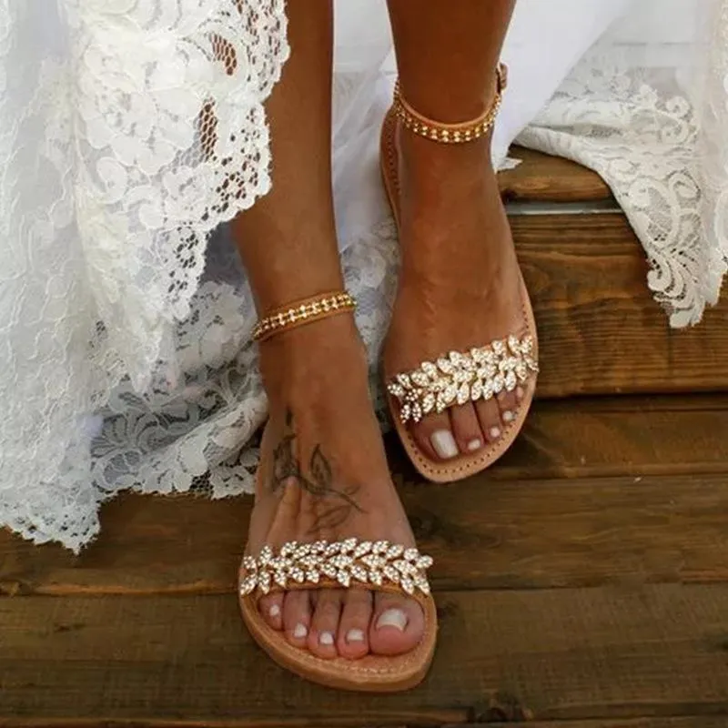 Buckle Flats Low Heel Sandals