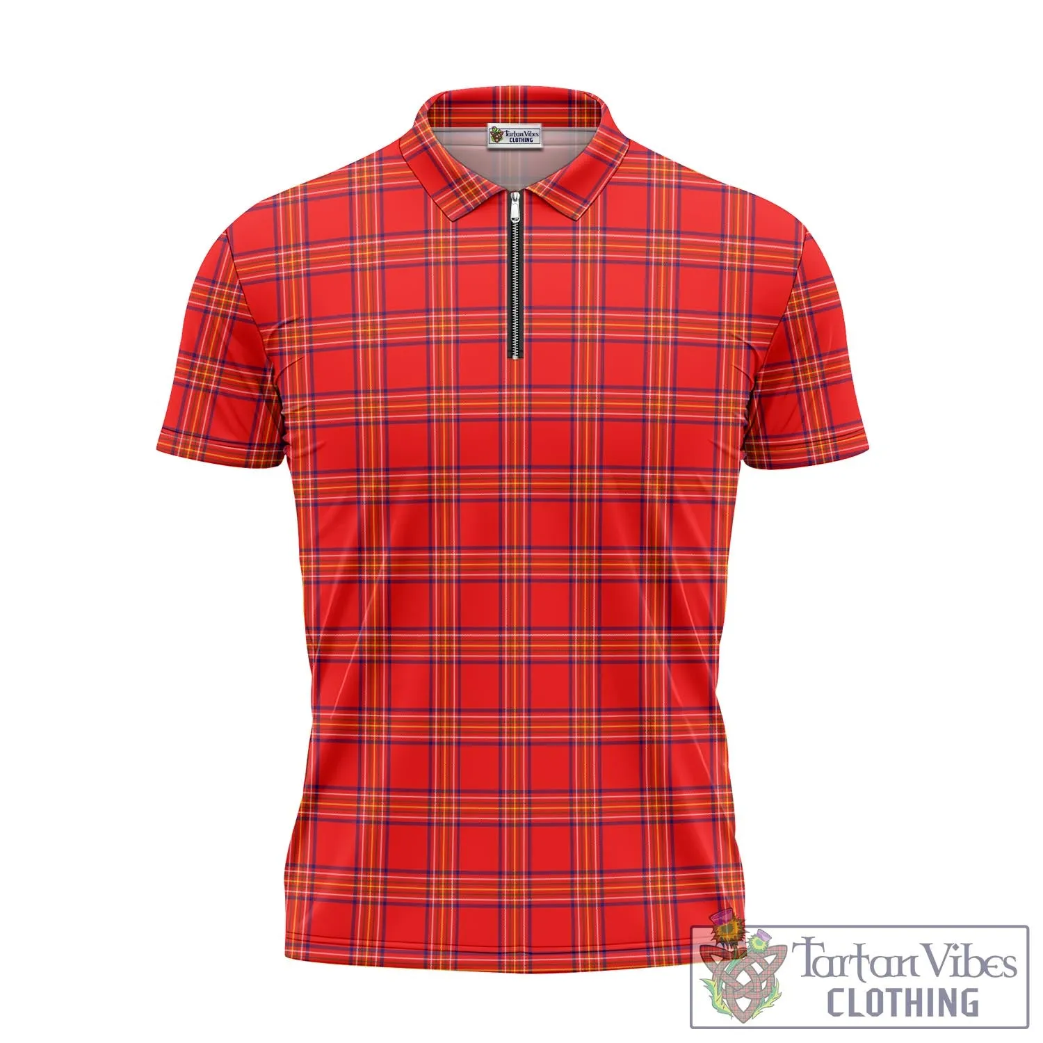 Burnett Modern Tartan Zipper Polo Shirt