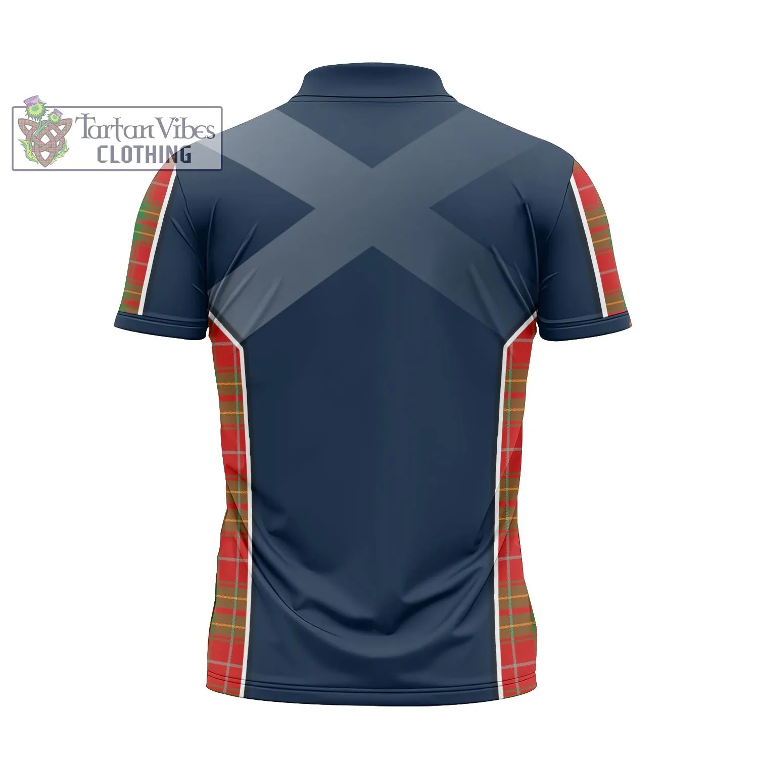 Burnett Tartan Zipper Polo Shirt with Family Crest and Scottish Thistle Vibes Sport Style