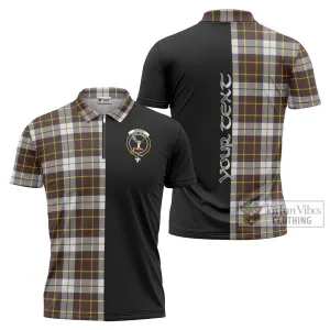 Burns Battalion Weathered Tartan Zipper Polo Shirt with Family Crest and Half Of Me Style