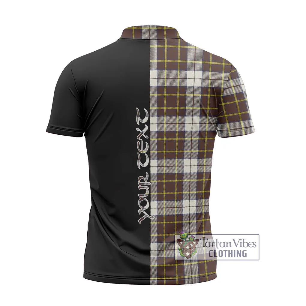 Burns Battalion Weathered Tartan Zipper Polo Shirt with Family Crest and Half Of Me Style