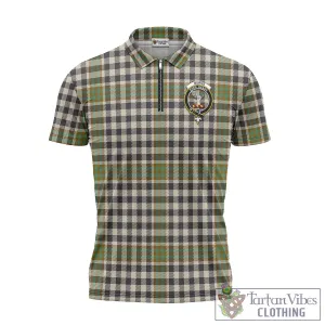 Burns Check Tartan Zipper Polo Shirt with Family Crest