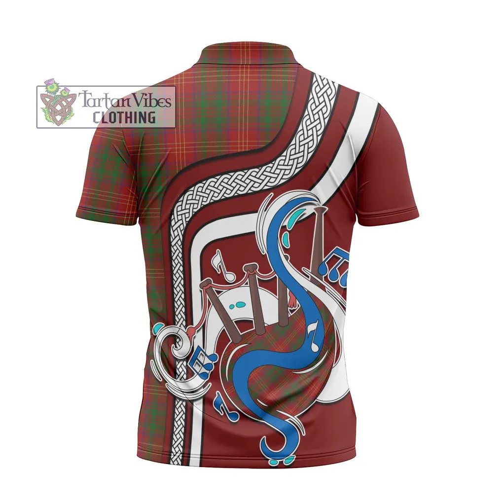 Burns Tartan Zipper Polo Shirt with Epic Bagpipe Style