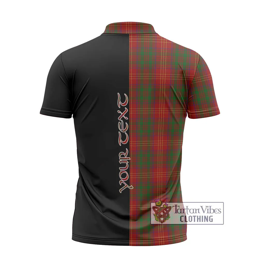 Burns Tartan Zipper Polo Shirt with Family Crest and Half Of Me Style