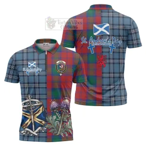 Byres (Byses) Tartan Zipper Polo Shirt Happy St. Andrew's Day Half Tartan Style