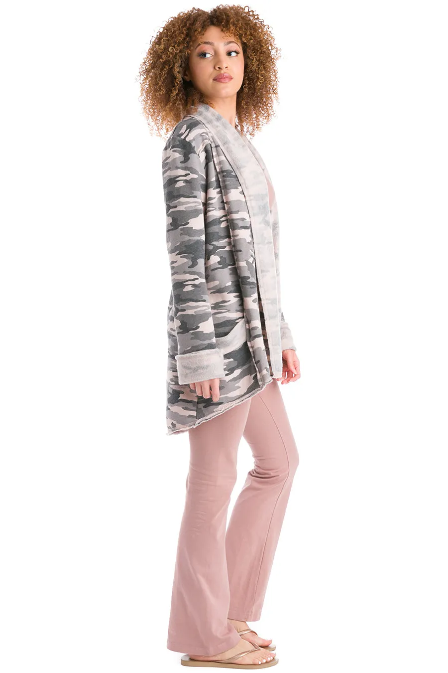 Camo Slouchy Sherpa Cardigan