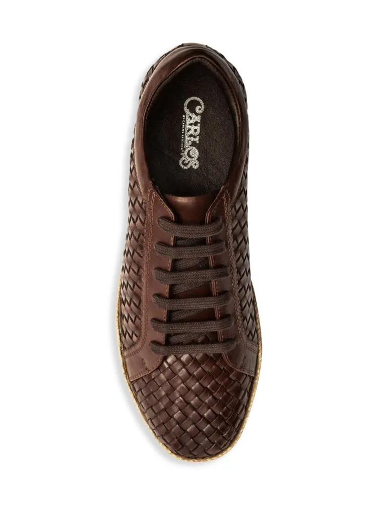 Carlos Santana Textured Leather Gabor Sneakers in Dark Brown