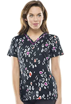 Cherokee RW606X8 ''Runway' V-Neck Print Top' Scrub Top