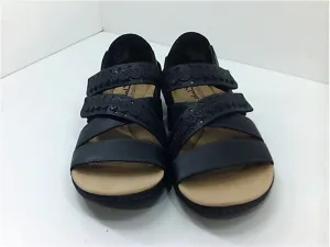 Clarks Men's Laurieann Holly Flat Sandal 7.5 Black Leather Size 7.5 Pair Of Shoes