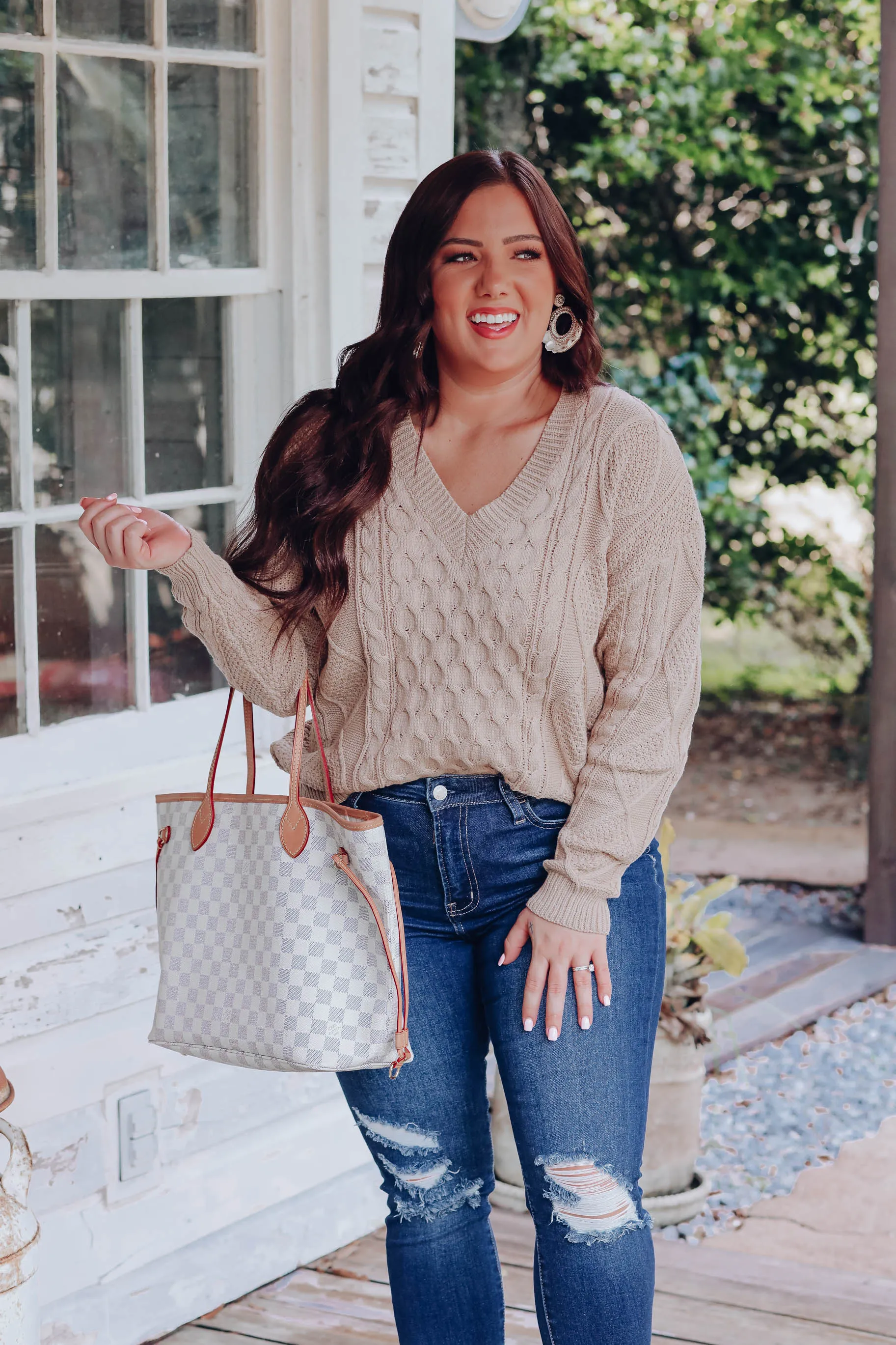 Classic Cable-Knit Sweater - Taupe