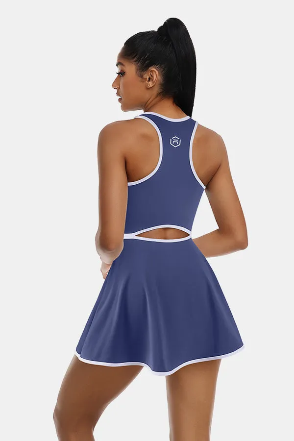 Clearance | Tennis Dress Workout Dress Sleeveless Athletic Racerback Navy Golf Dress