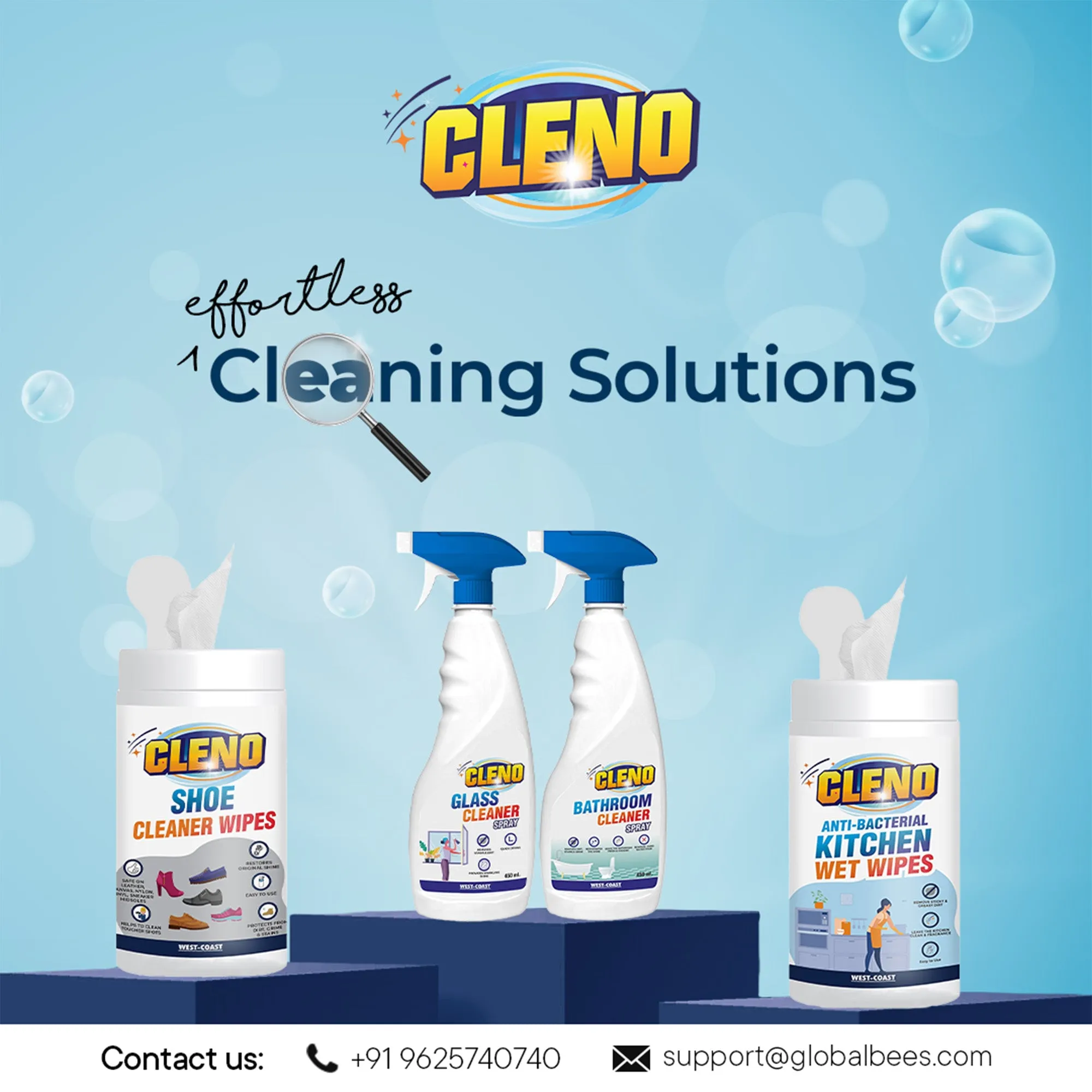 Cleno Shoe Cleaner Wet Wipes For Shoes/Loafers/Sandals/Slippers/Traditional Footwear/Athletic Shoes/Sneakers/White Shoes/Golf-Tennis Shoes/Scrub Off Dirt/Mud/Grass Stains - 50 Wipes (Ready to Use)