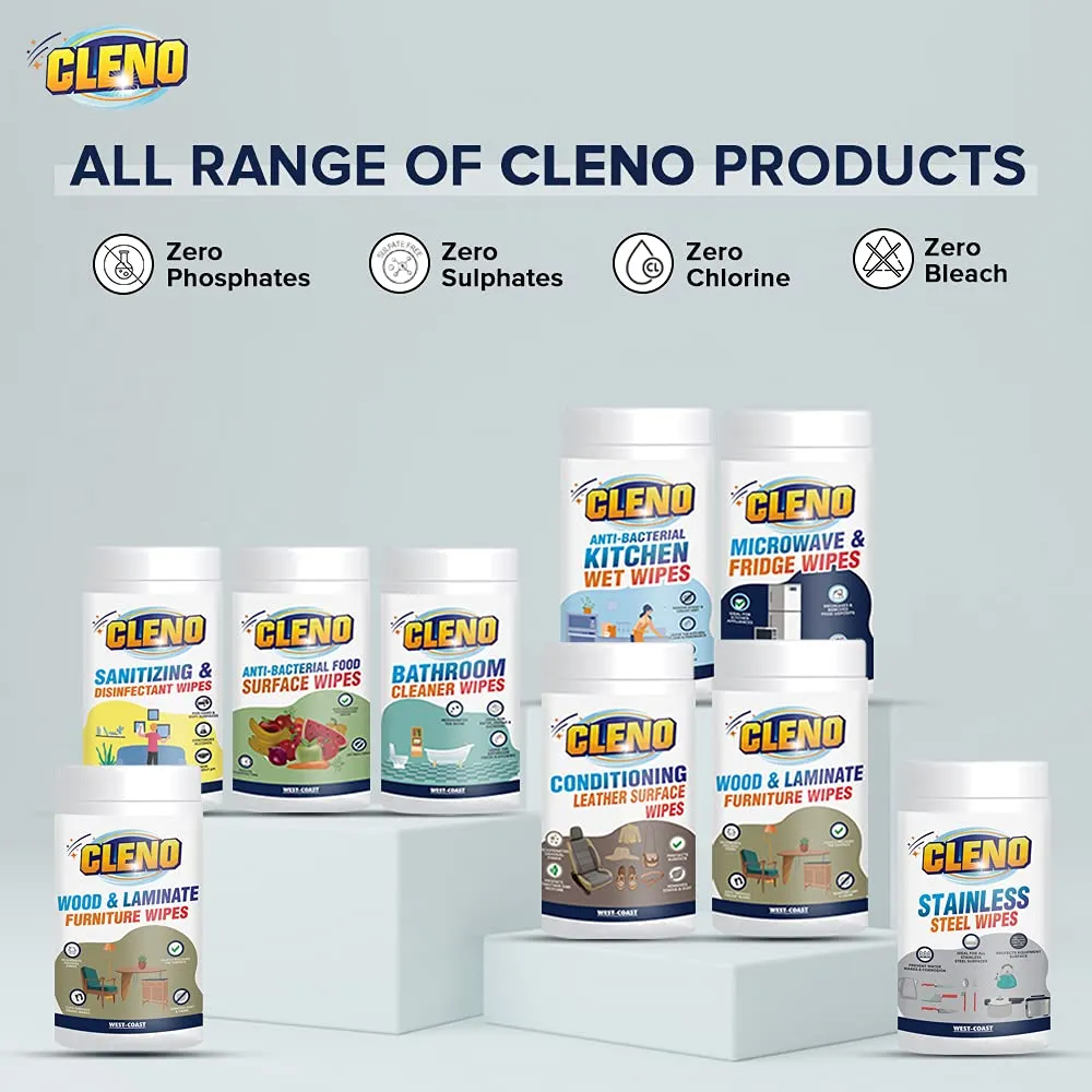 Cleno Shoe Cleaner Wet Wipes For Shoes/Loafers/Sandals/Slippers/Traditional Footwear/Athletic Shoes/Sneakers/White Shoes/Golf-Tennis Shoes/Scrub Off Dirt/Mud/Grass Stains - 50 Wipes (Ready to Use)