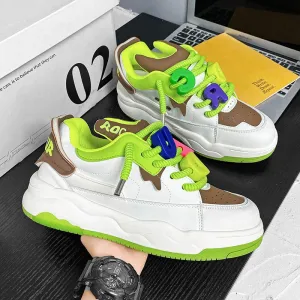 Color-blocked heighten thick-soled versatile couple sports sneakers