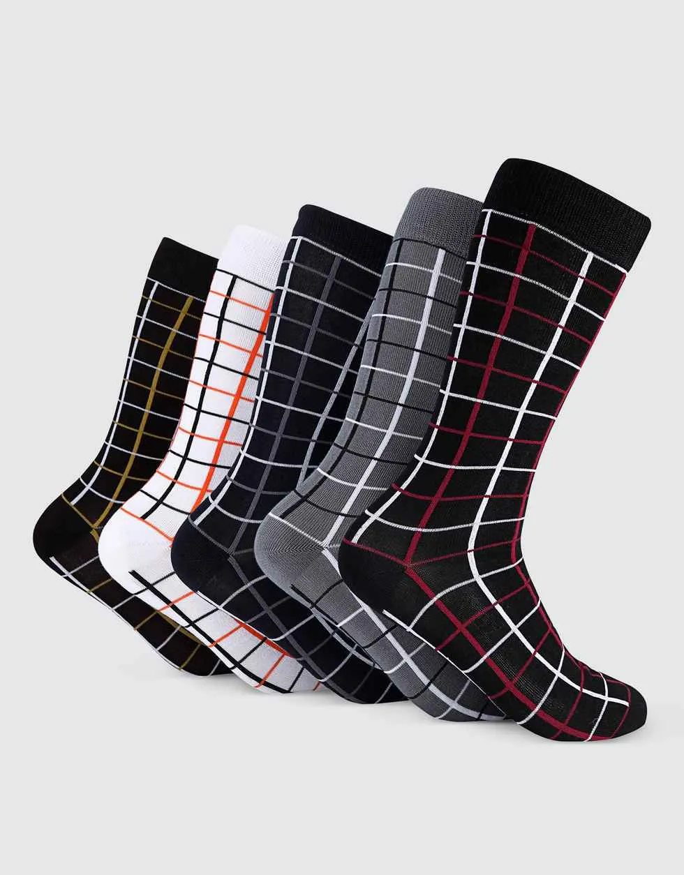 Colored Grid Crew Socks 5 Pack