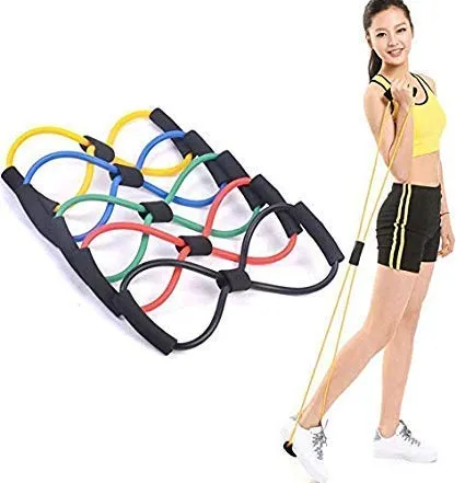 Combo Kit Full Body Exerciser Ab WHeel Single Rope Toning Tube  Figure 8 Tube  (Pack of 3)