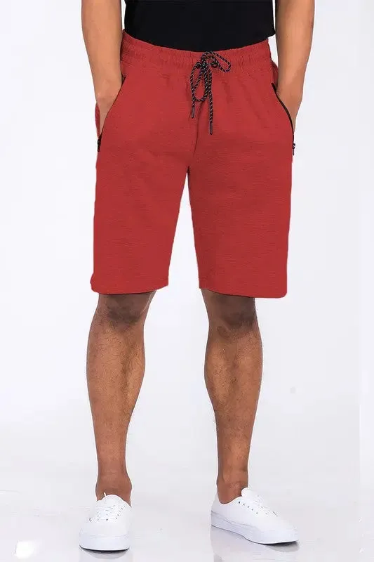 Cotton Blend Lounge Sweat Shorts with Zipper Pockets