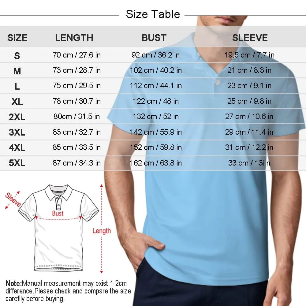 Custom Face Blue Pineapple Polo Shirts for Men's Summer Shirts Personalized Golf Shirt Design Your Own Polo Shirts for Him