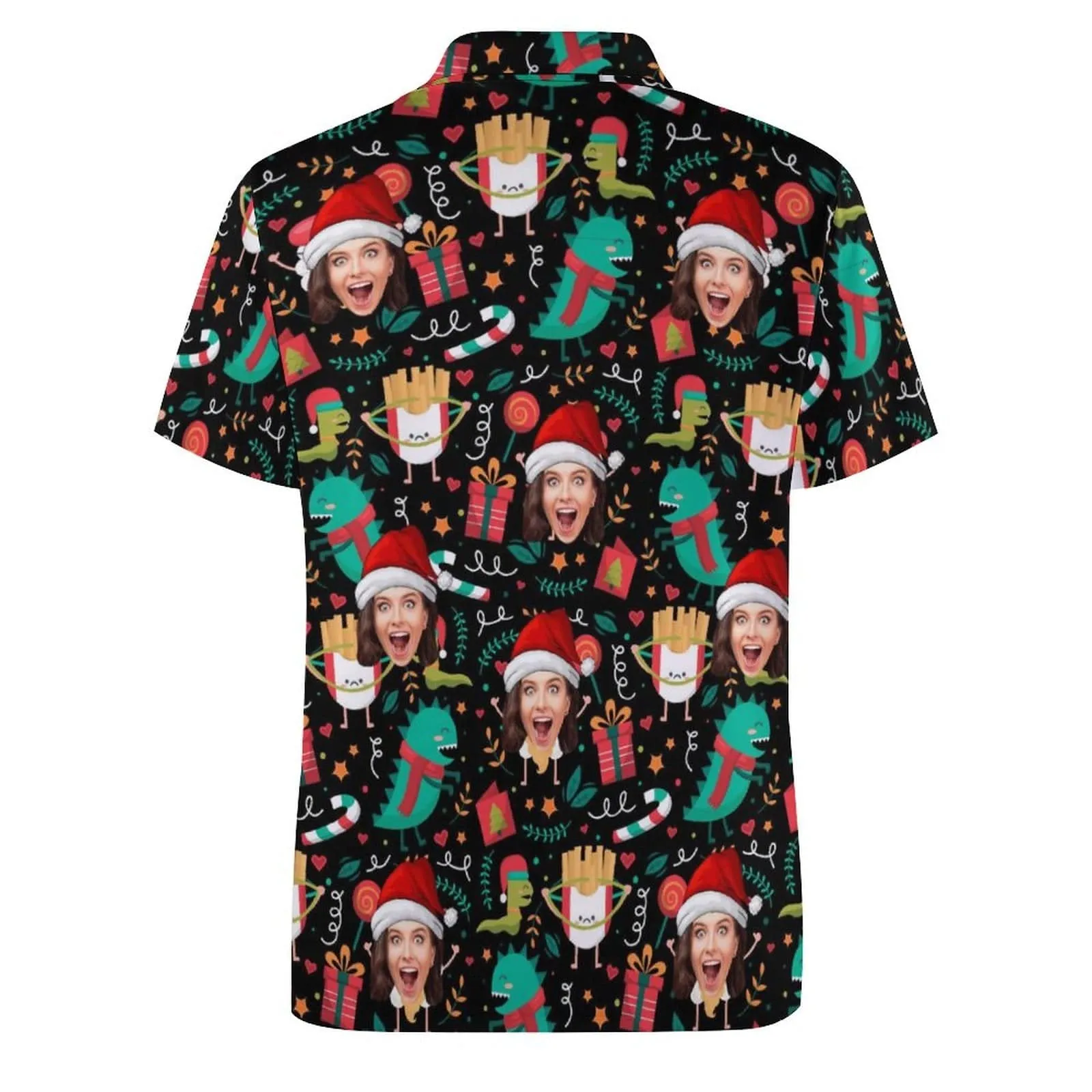 Custom Face Christmas Decoration Santa Hat All Over Print Polo Shirt Personalized Men's Golf Shirt