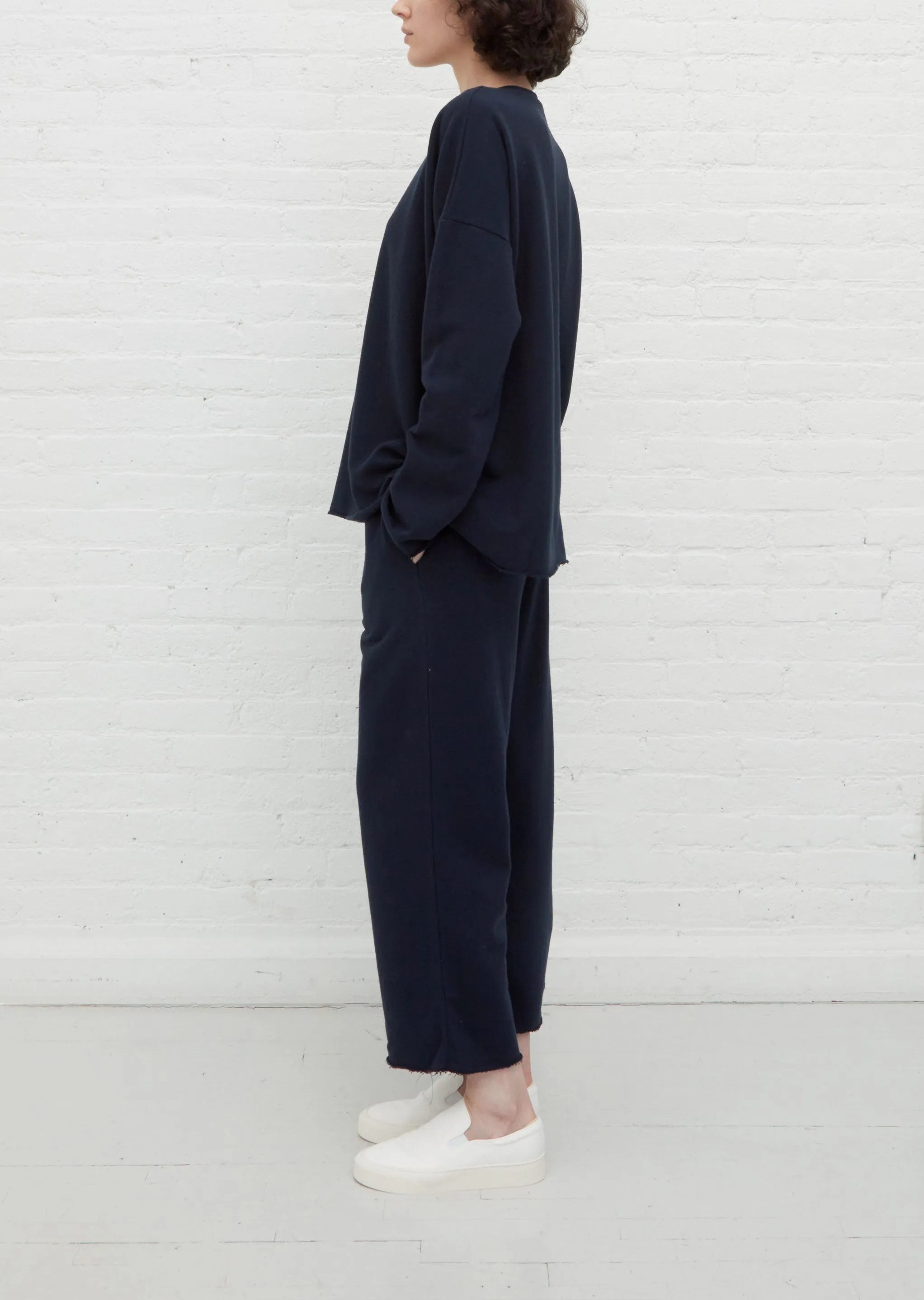 Cut Wide Leg Sweatpant — Navy