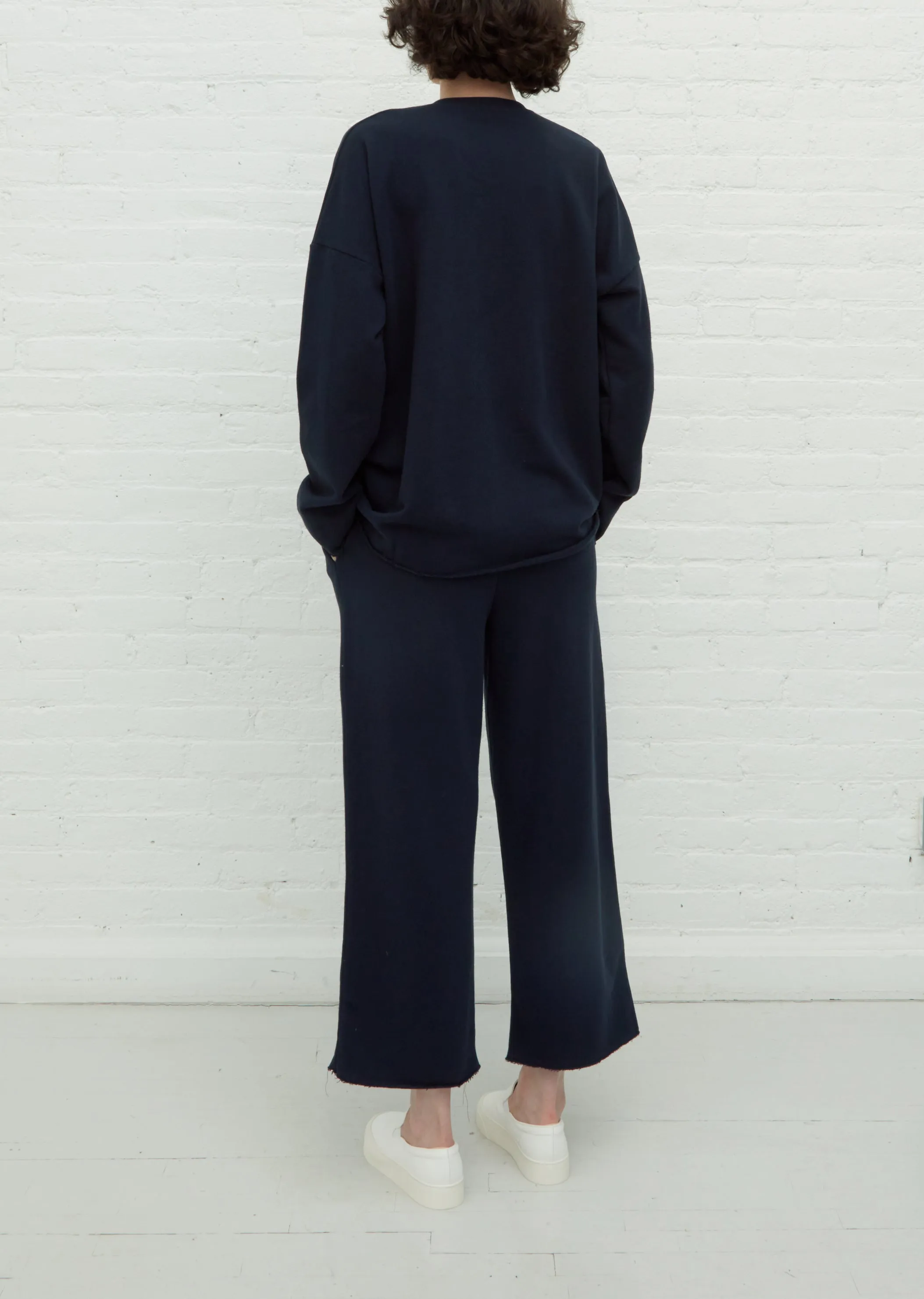 Cut Wide Leg Sweatpant — Navy