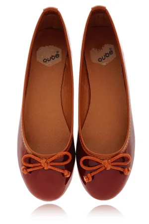 DEUX COULEUR Bordeaux Patent Ballerinas