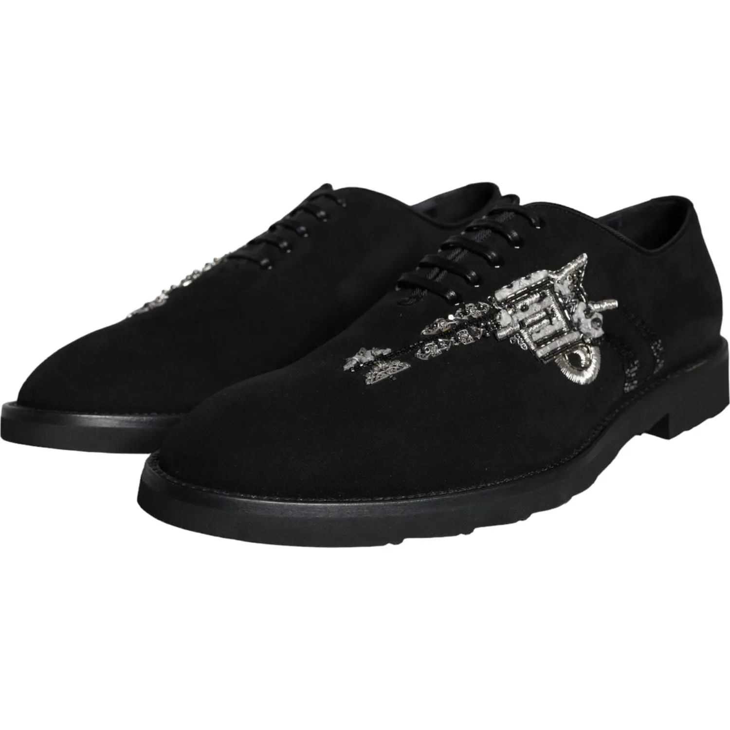 Dolce & Gabbana Black Suede Sicilia Lace Up Formal Shoes