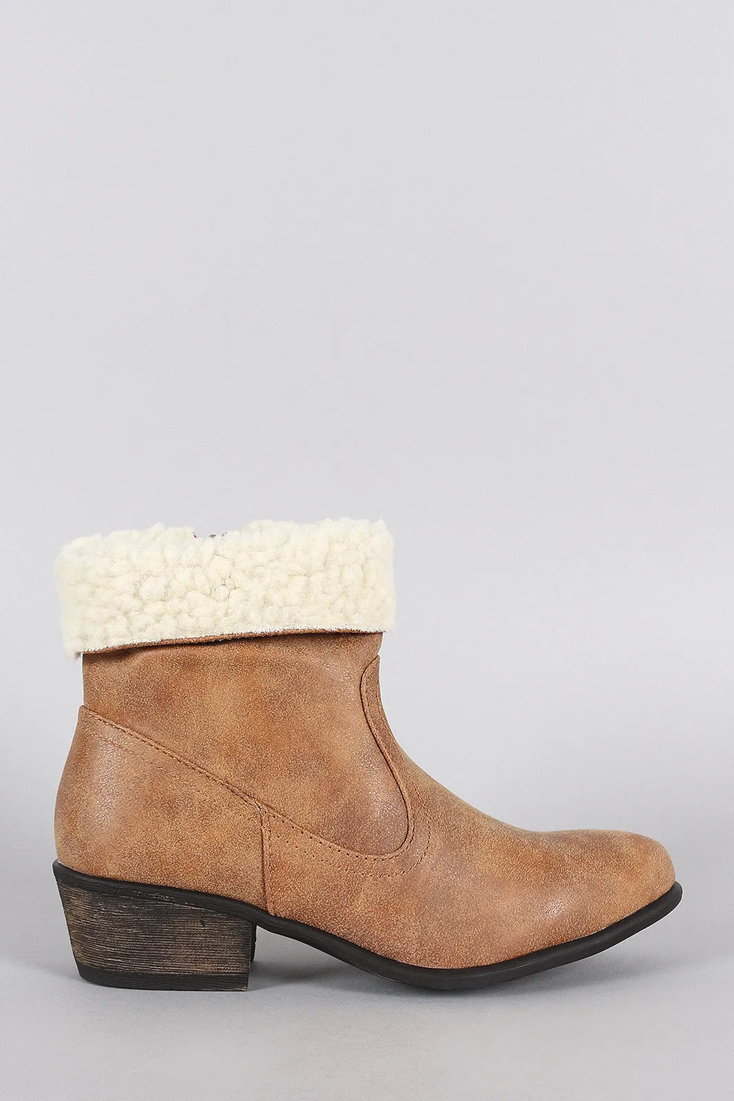 Dollhouse Western Flair Shearling Cuff Booties