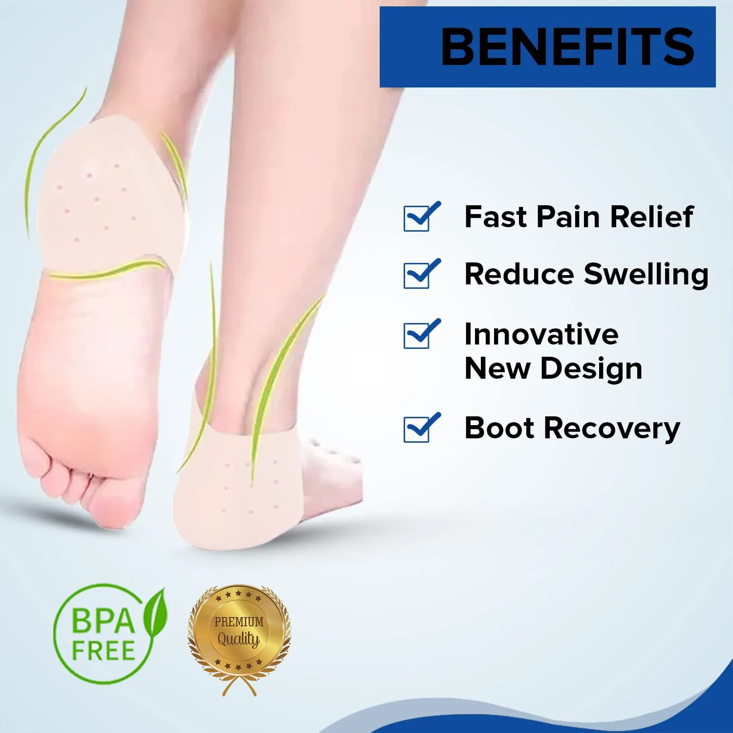 Dr Foot Anti Crack Silicone Gel Heel Pad Socks | For Heel Swelling Pain Relief, Dry Hard, Cracked Heels Repair Cream Foot Care | For Both Men & Women | Half-length - 1 Pair (Free Size)