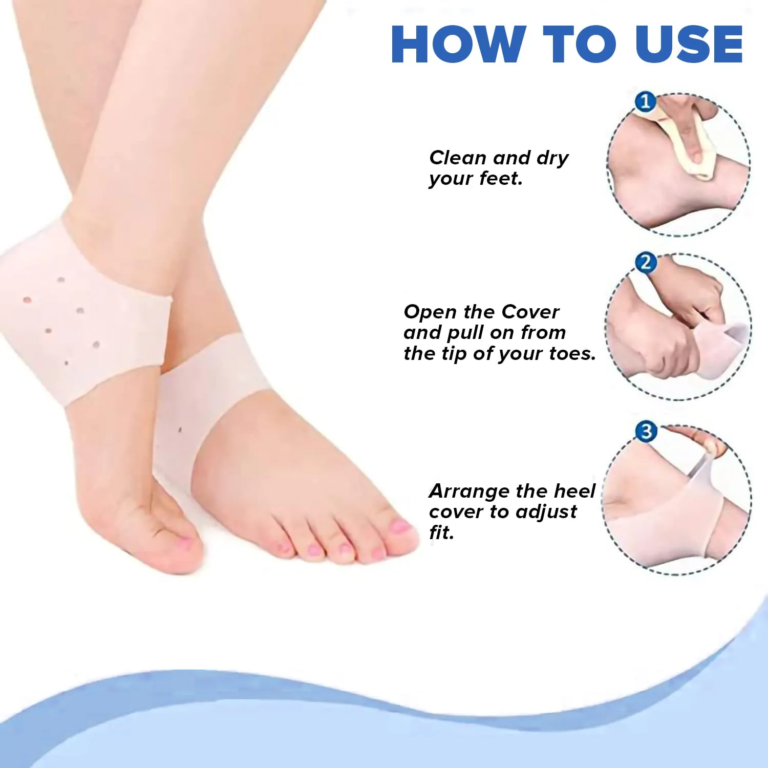 Dr Foot Anti Crack Silicone Gel Heel Pad Socks | For Heel Swelling Pain Relief, Dry Hard, Cracked Heels Repair Cream Foot Care | For Both Men & Women | Half-length - 1 Pair (Free Size)