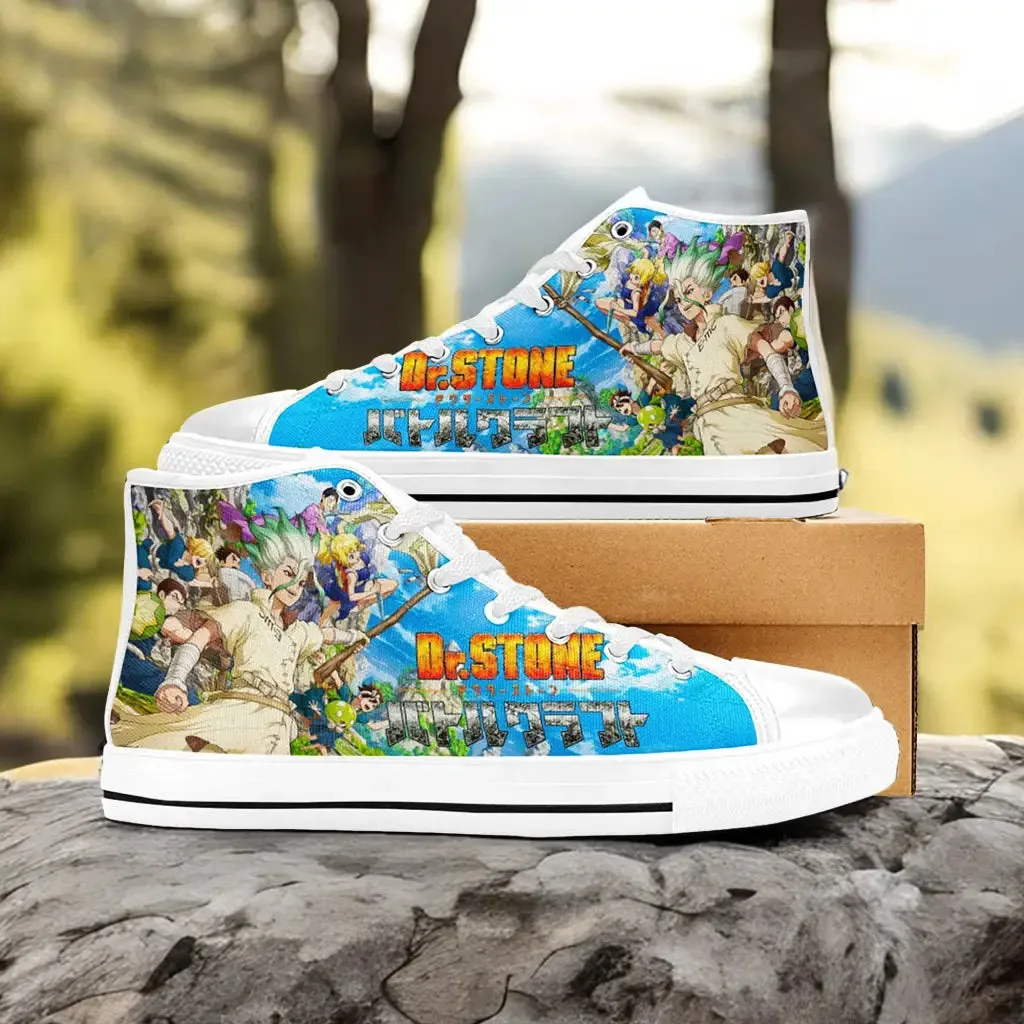 Dr Stone Wars Kingdom of Science Shoes High Tops Sneakers for Kids and Adults