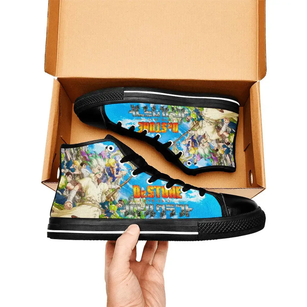 Dr Stone Wars Kingdom of Science Shoes High Tops Sneakers for Kids and Adults